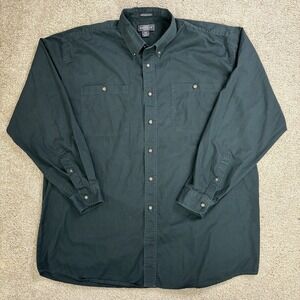 Knights Sportswear Mens Green Long Sleeve Button Up Shirt Size XLT 100% Cotton